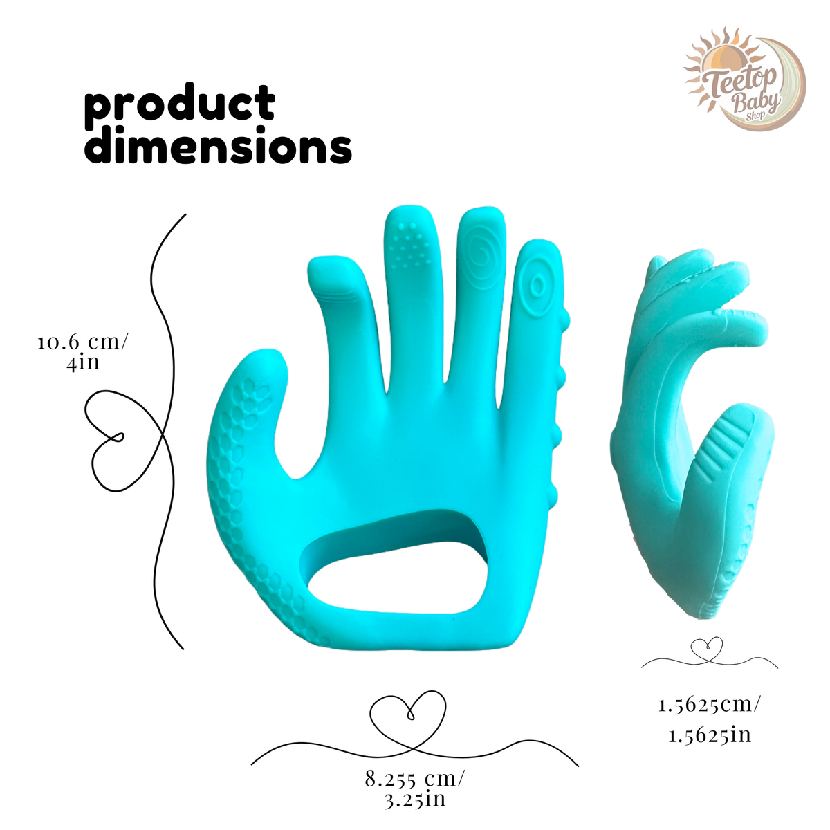 TeeTop™ Teether - Hand-Shaped Silicone Baby Teether for Sore Gums