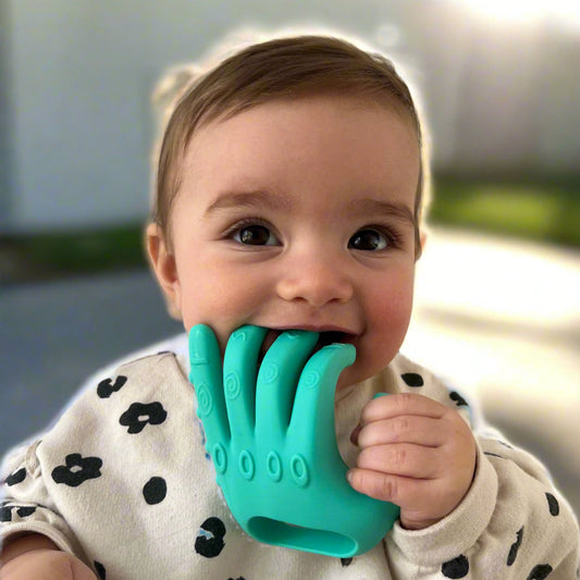 TeeTop™ Teether — Hand-Shaped Silicone Baby Teether for Sore Gums